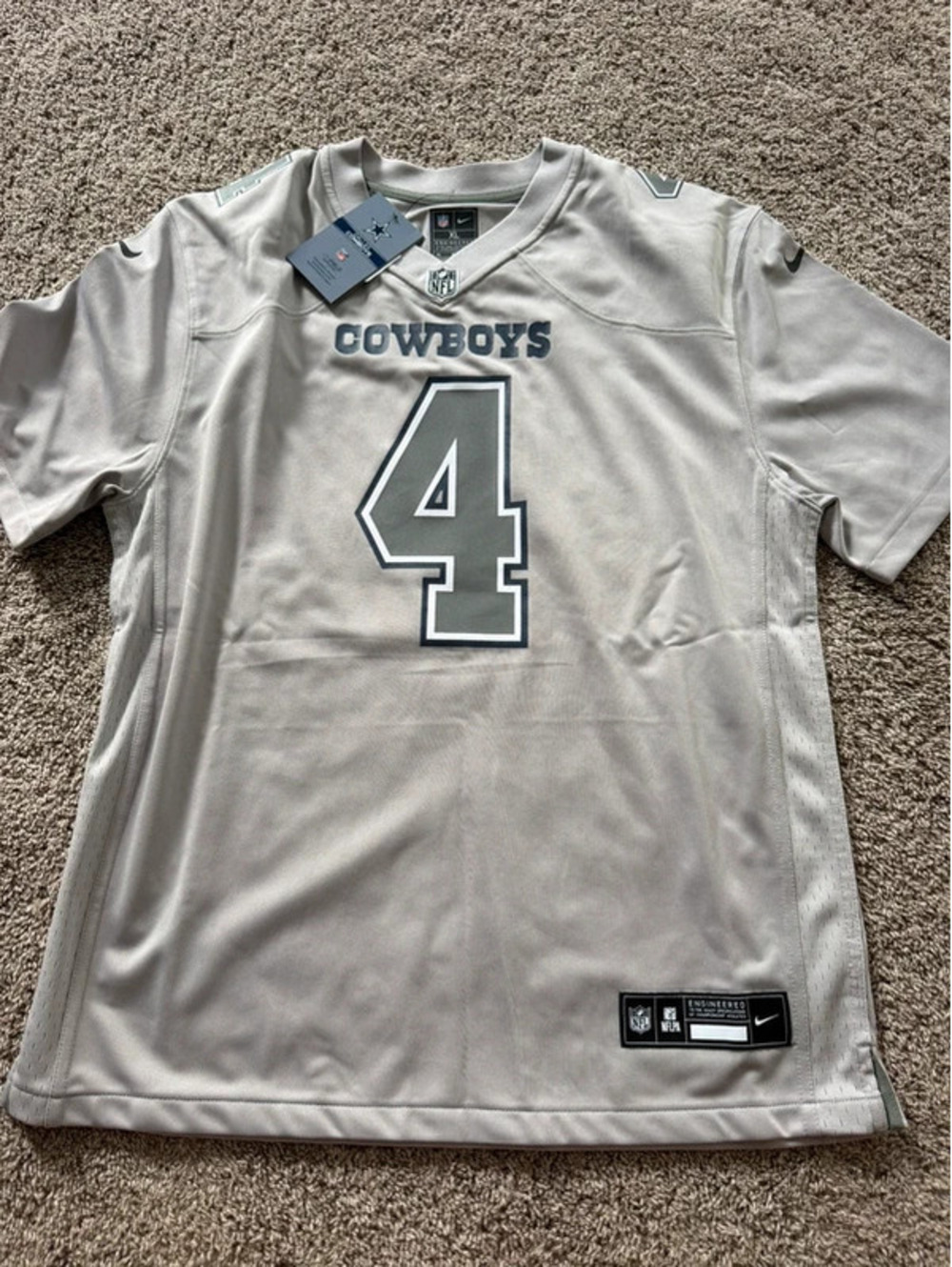 Dak Prescott Dallas Cowboys Youth Light Gray Team Jersey